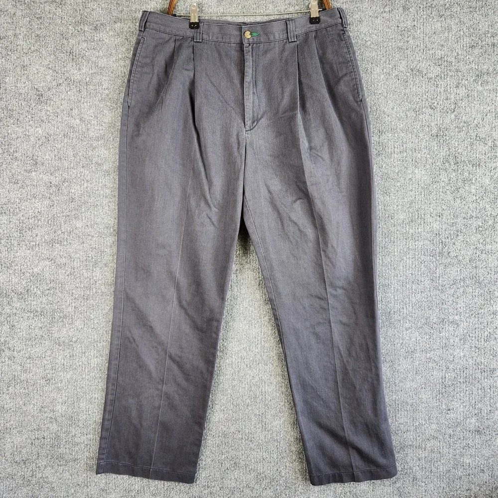 Vintage Tommy Hilfiger Chino Pants Crest Logo Pleated Mens 38x32 Blue Twill